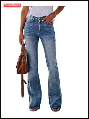 High Waisted Boyfriend Jeans Stretch Flare Bootcut Denim Pants